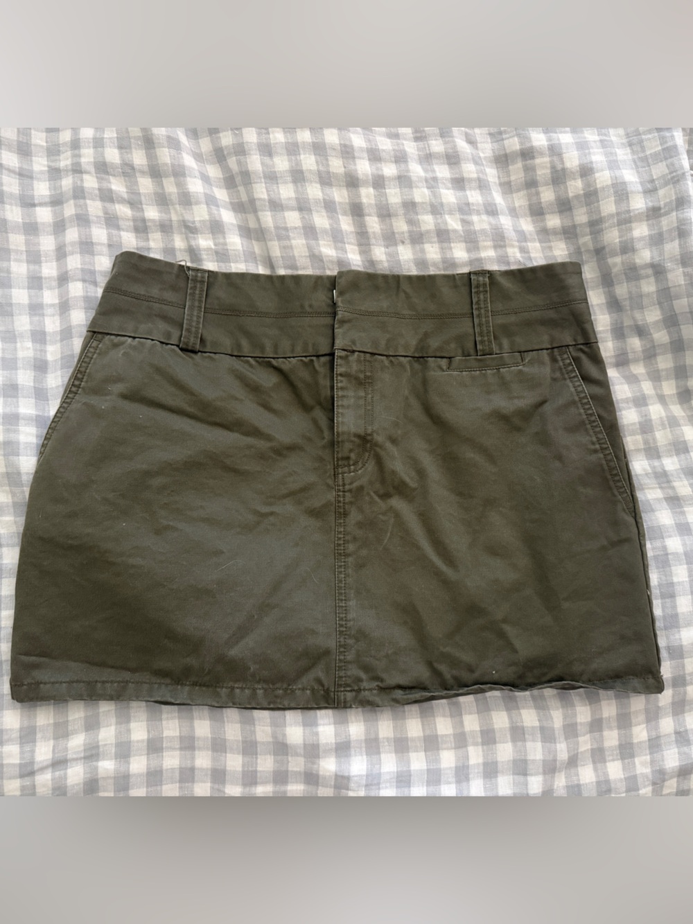Women’s Olive Green Mini Skirt, Wide waistband